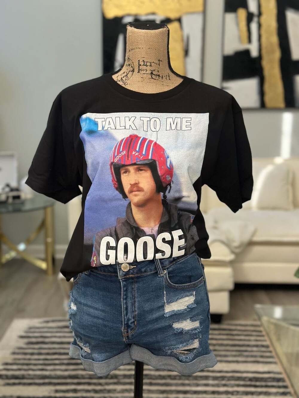 Top Gun Talk To Me Goose T-Shirt Size M Black Graphic Tee